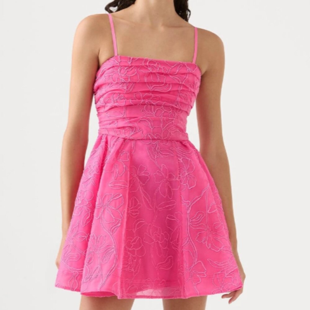 Aje Evangeline Cornelli Lace Mini Dress in Protea Pink NWT